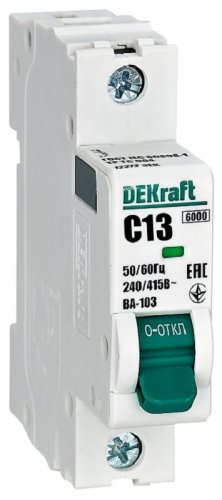 Выключатель автоматический DEKraft ВА-103 1п 13А C 6кА картинка